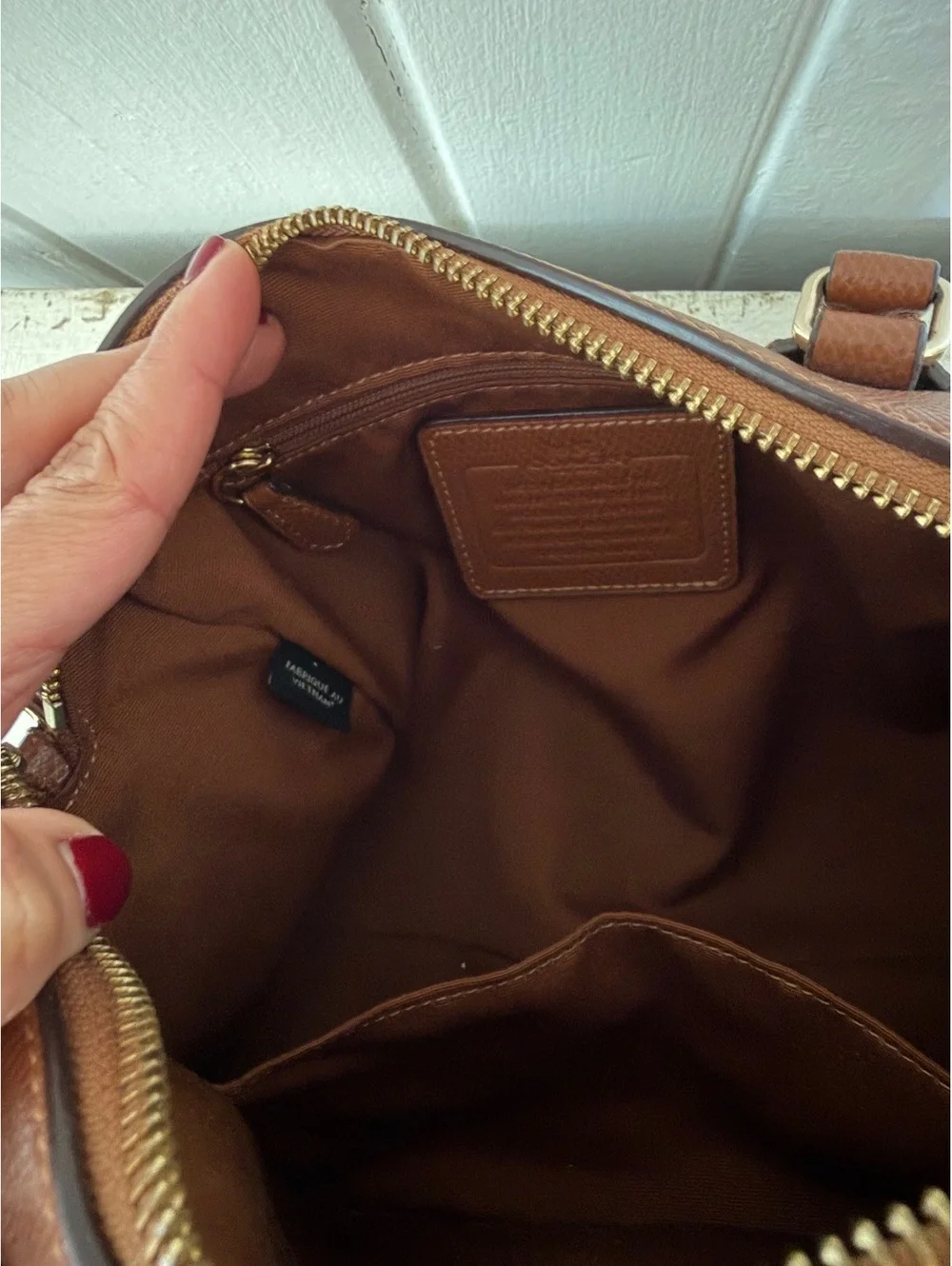 Coach Signature Canvas and Leather Satchel Handbag with Strap, no charms